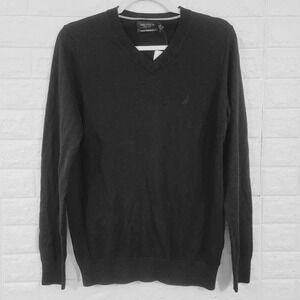 Nautica Men's Luxury Performance V-Neck Sweater Long Sleeve Black Size S NWT